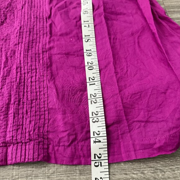Farm Rio Anthropologie Kelsie Purple Cotton Lace Puff Sleeve Top Sz Large Blouse - Picture 9 of 10